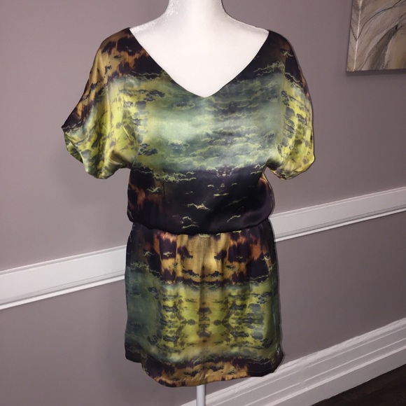 Raw silk sunset printed dress - Picture 2 of 8